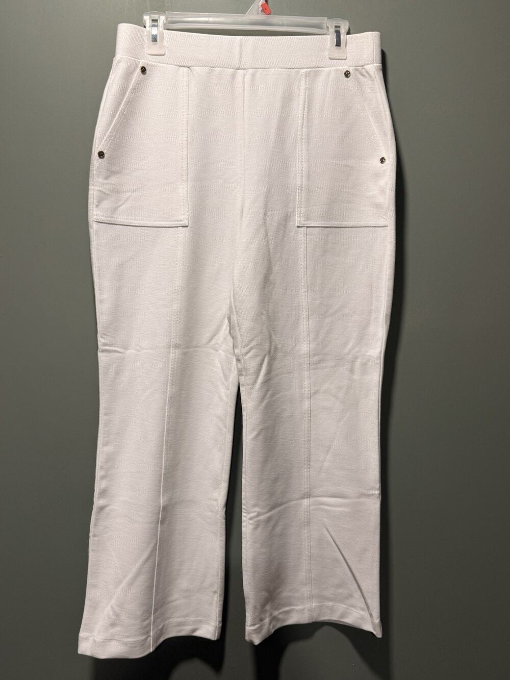 Michael Kors Women Pants White Crop Flare Pull-on High-Rise Size M NWT